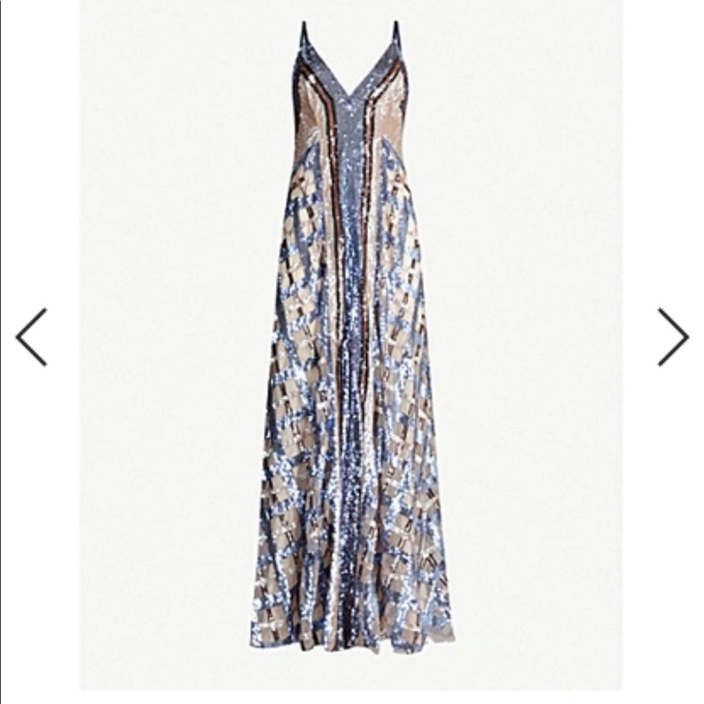 Temperley London Akiko Sequin-embroidered Maxi Dress In Blue